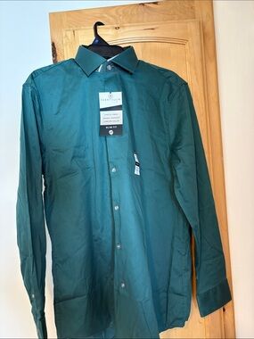 Perry Ellis Men's Deep Teal Long-Sleeve Dress Shirt